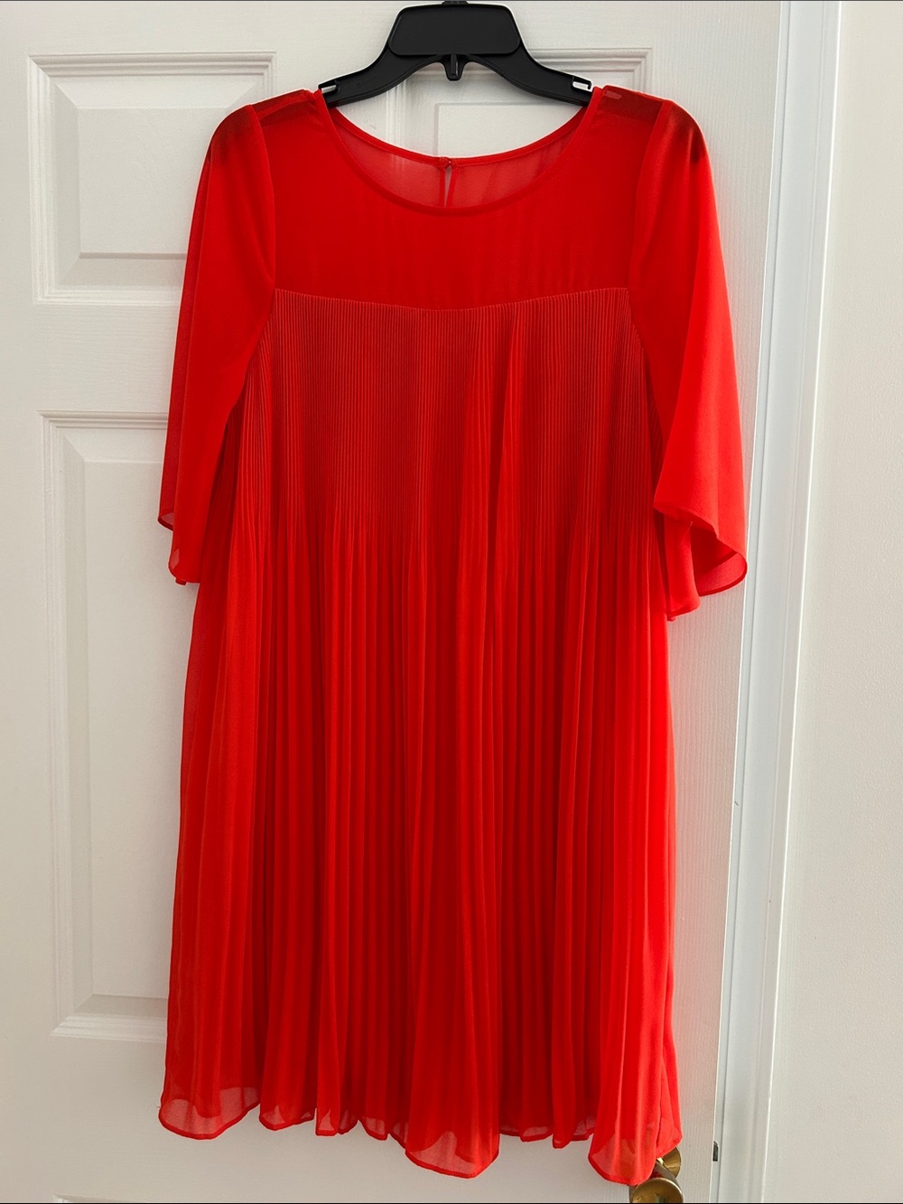 Anthropologie Maeve bright orange Pleated Chiffon Shift Dress